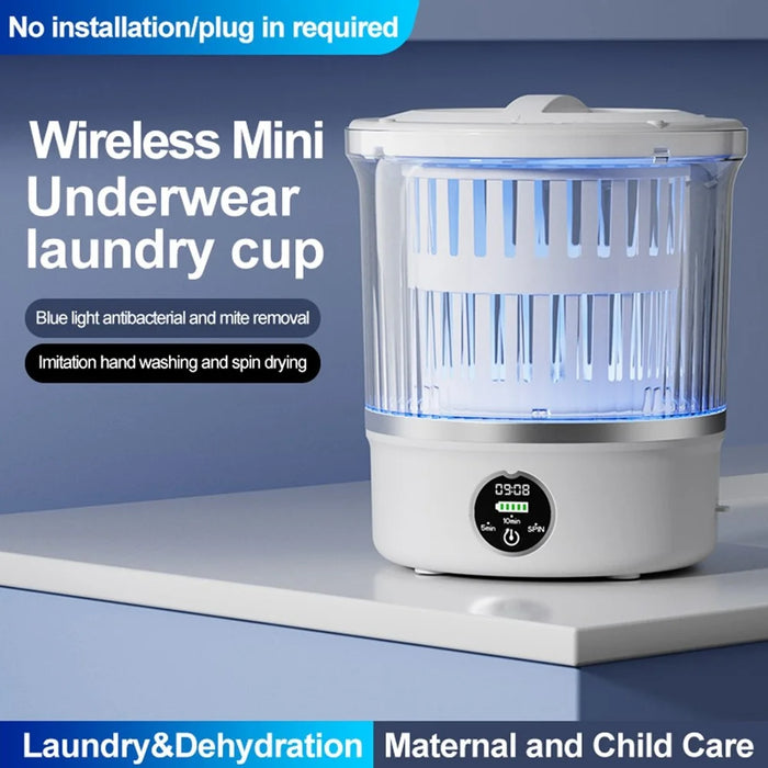 P-2 Mini Washing Machine Rechargeable 3L Portable Underwear Sock Washer 16000RPM with Spin Dry - 5