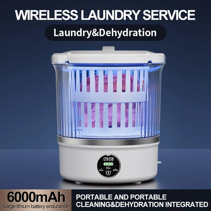 P-2 Mini Washing Machine Rechargeable 3L Portable Underwear Sock Washer 16000RPM with Spin Dry - 7