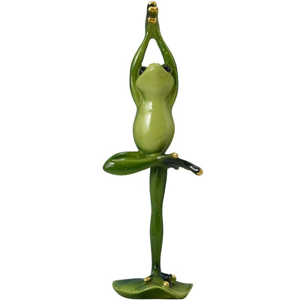 206 Yoga Frog Figurine Nordic Style Resin Tree Pose Healing Ornament for Desk Shelf - 1
