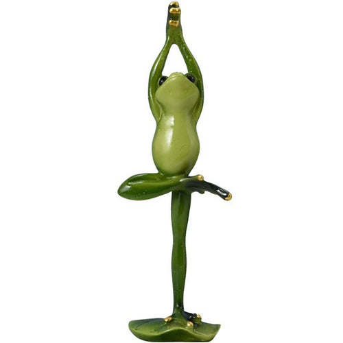 206 Yoga Frog Figurine Nordic Style Resin Tree Pose Healing Ornament for Desk Shelf - 1