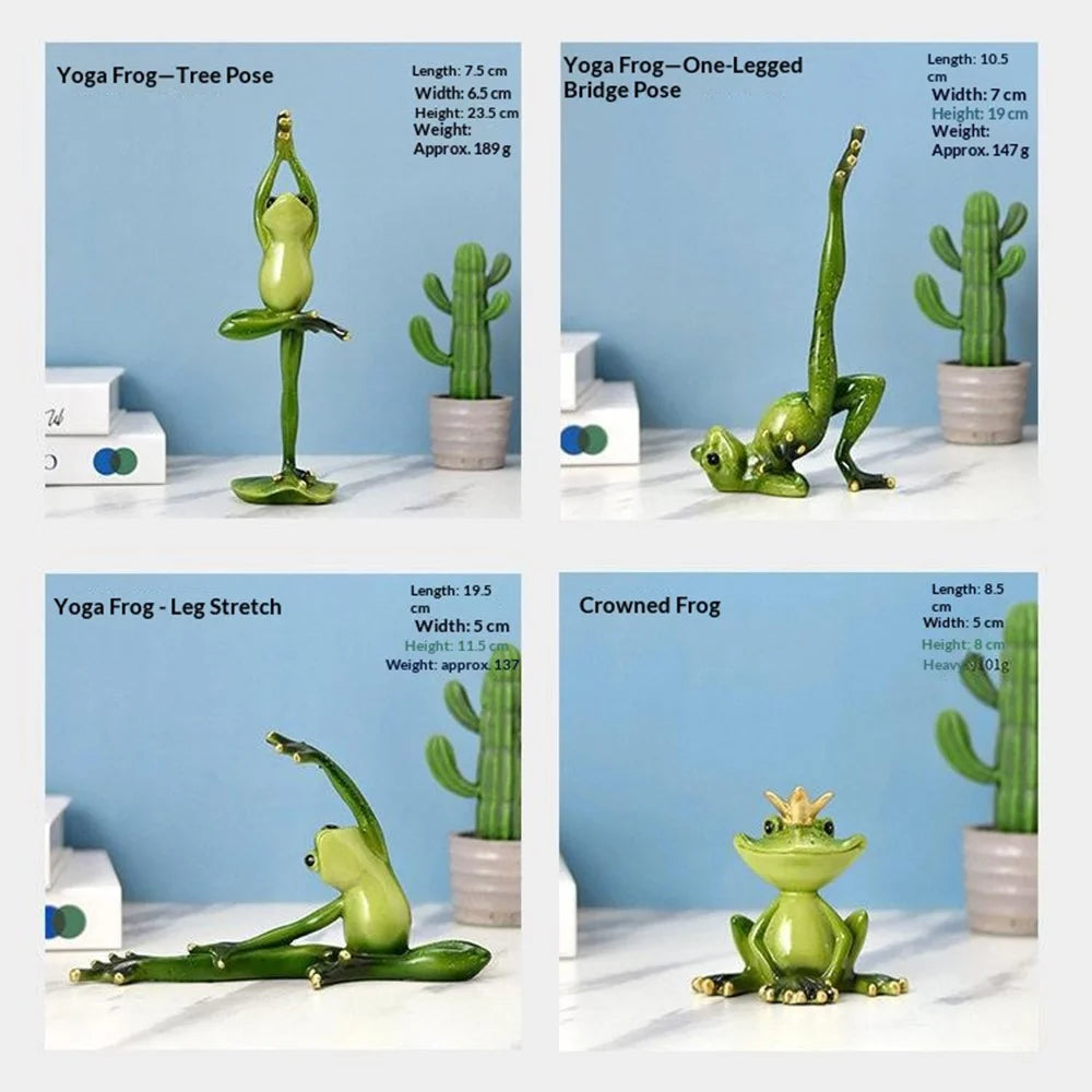 206 Yoga Frog Figurine Nordic Style Resin Tree Pose Healing Ornament for Desk Shelf - 3