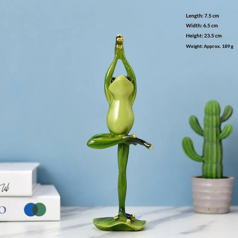 206 Yoga Frog Figurine Nordic Style Resin Tree Pose Healing Ornament for Desk Shelf - 5