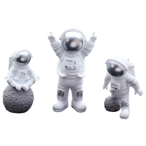 3Pcs / Set Astronaut Figurines PVC Space Theme Ornaments Desktop Car Dashboard Decor - Silver - 1