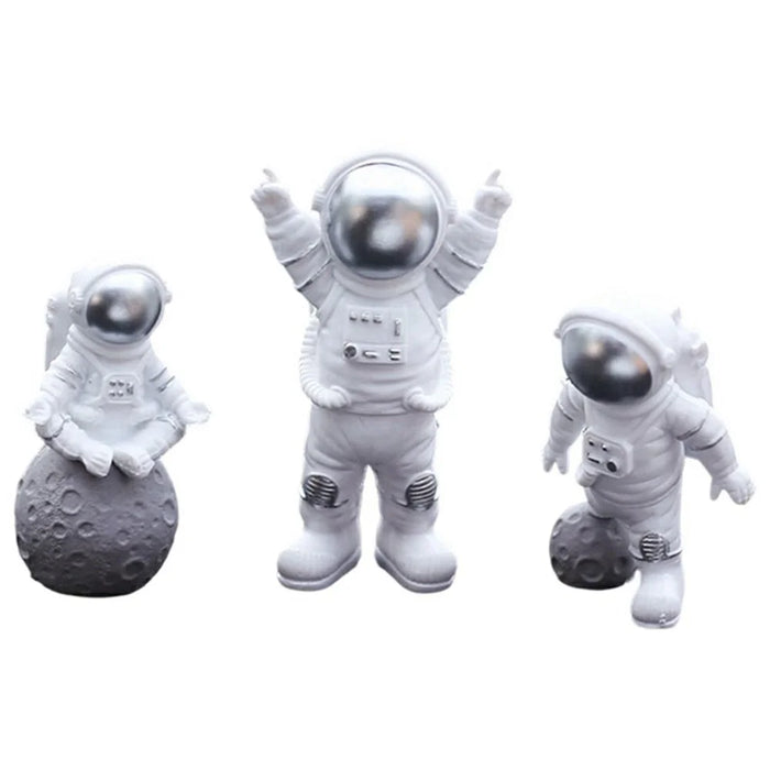 3Pcs / Set Astronaut Figurines PVC Space Theme Ornaments Desktop Car Dashboard Decor - Silver - 1