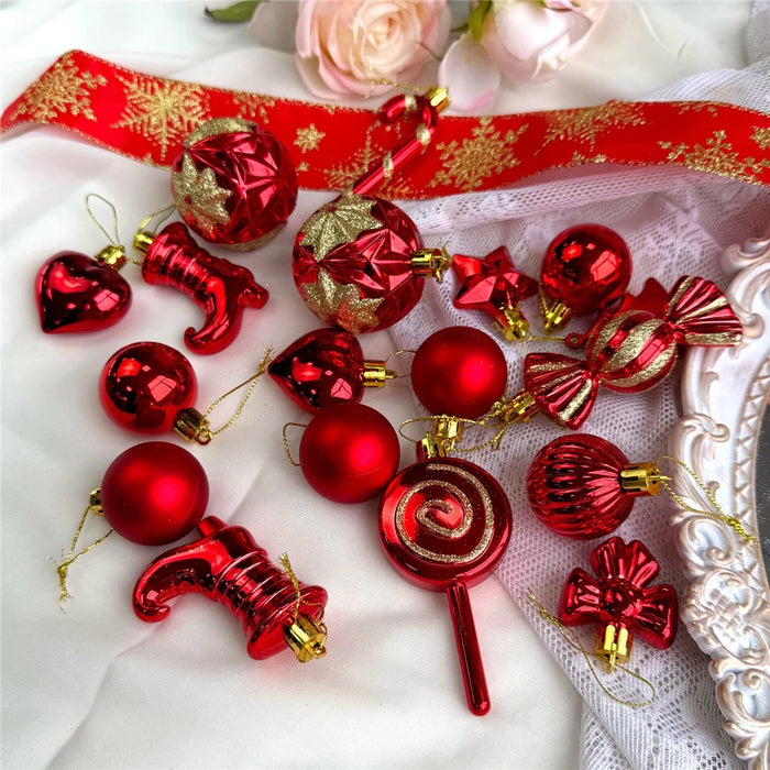 30Pcs Christmas Tree Ornaments Set Candy Boots Cane Decoration with 180cm Ribbon - ASDD30-1 - 3