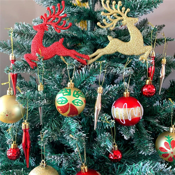45Pcs Christmas Ball Ornament Set Plastic Deer Snowflake Tree Decorations Xmas Baubles - MJBK01 - 2