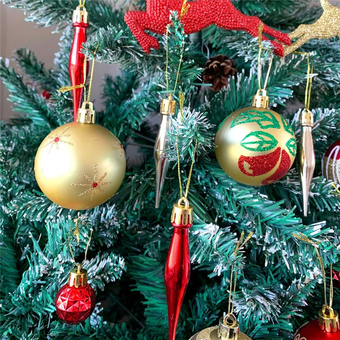 45Pcs Christmas Ball Ornament Set Plastic Deer Snowflake Tree Decorations Xmas Baubles - MJBK01 - 5