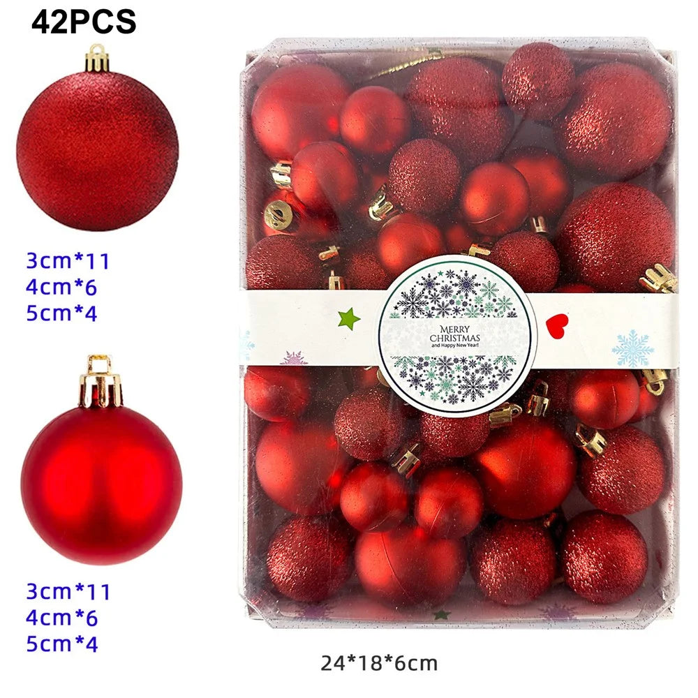 42Pcs 3 / 4 / 5cm Christmas Ball Ornaments Set Electroplated Plastic Baubles Tree Decoration - NX42-002 - 1