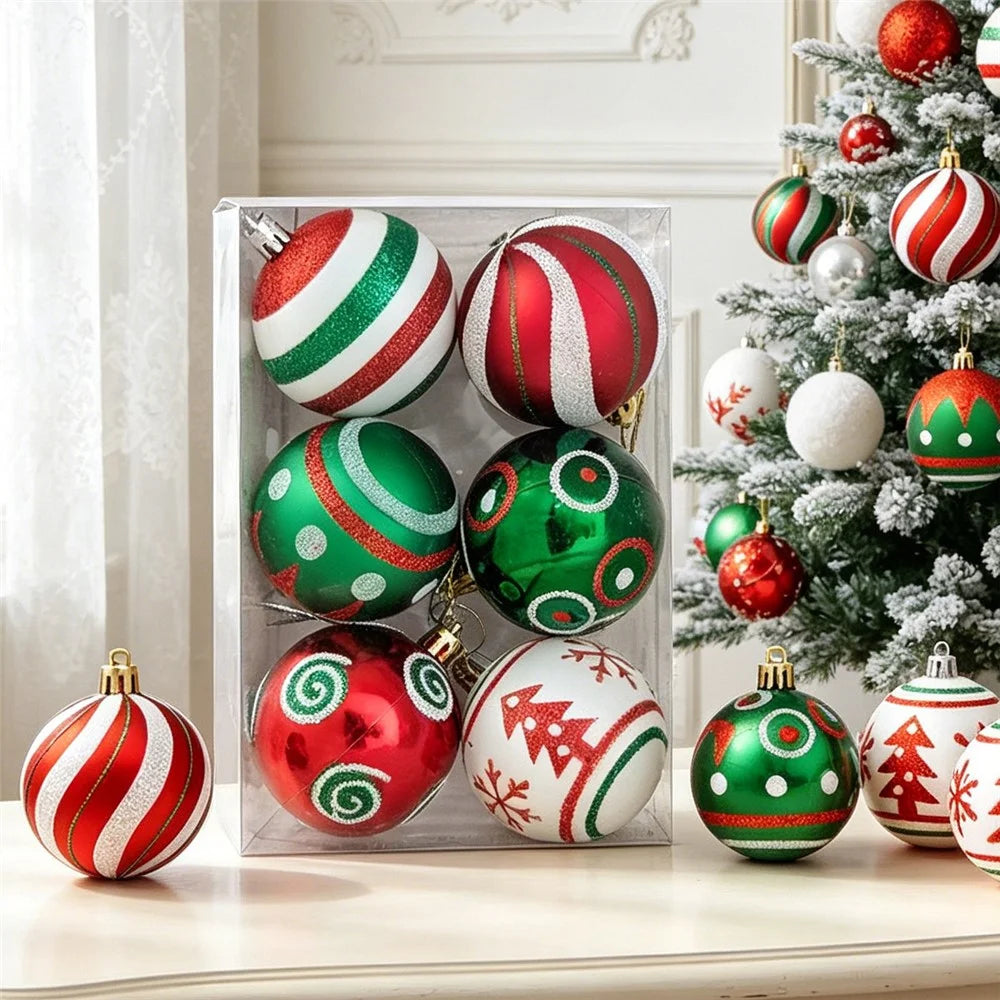6Pcs 6cm Christmas Ball Ornaments Painted Tree Decoration Hanging Xmas Baubles Set - TM6-13 - 3