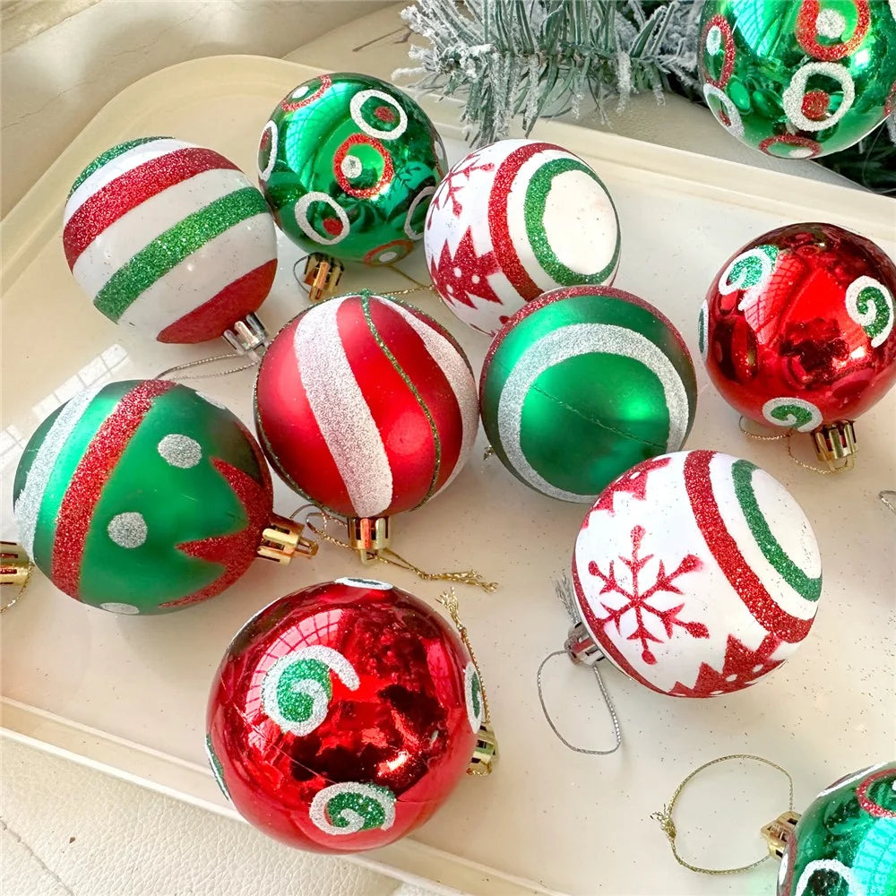 6Pcs 6cm Christmas Ball Ornaments Painted Tree Decoration Hanging Xmas Baubles Set - TM6-13 - 4