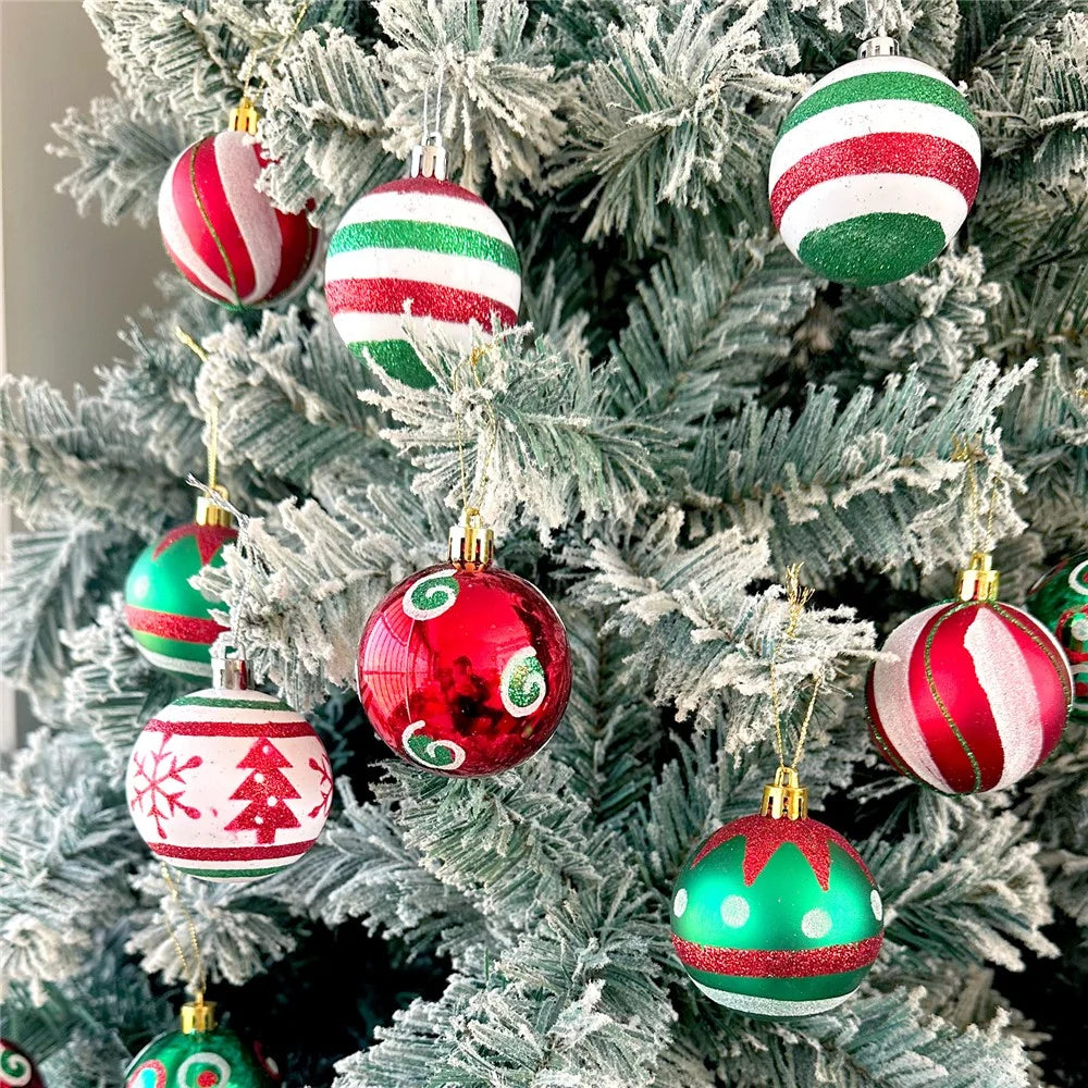 6Pcs 6cm Christmas Ball Ornaments Painted Tree Decoration Hanging Xmas Baubles Set - TM6-13 - 5
