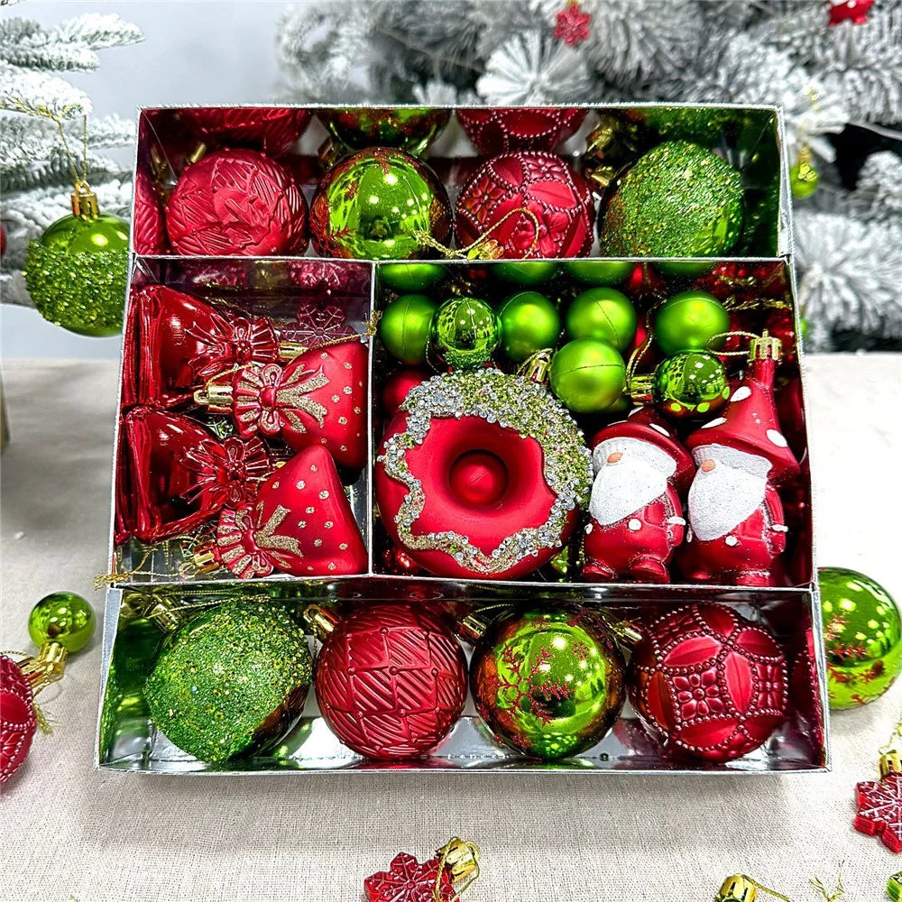 60Pcs Christmas Ball Ornaments Set Baubles Donuts Tree Decoration Multi-Size for Holiday - ASNX60-1 - 2