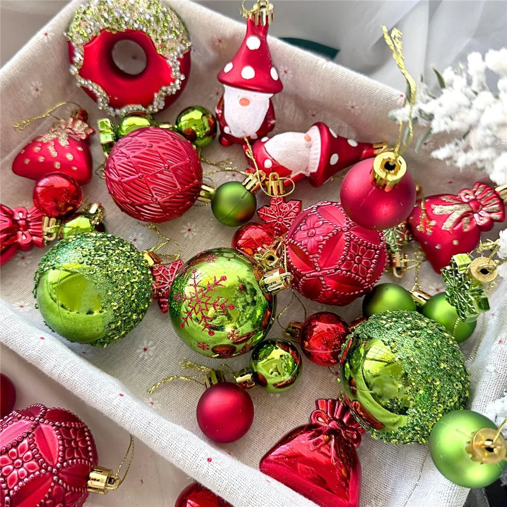 60Pcs Christmas Ball Ornaments Set Baubles Donuts Tree Decoration Multi-Size for Holiday - ASNX60-1 - 3
