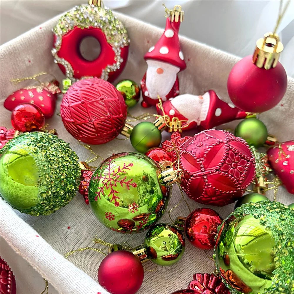 60Pcs Christmas Ball Ornaments Set Baubles Donuts Tree Decoration Multi-Size for Holiday - ASNX60-1 - 4