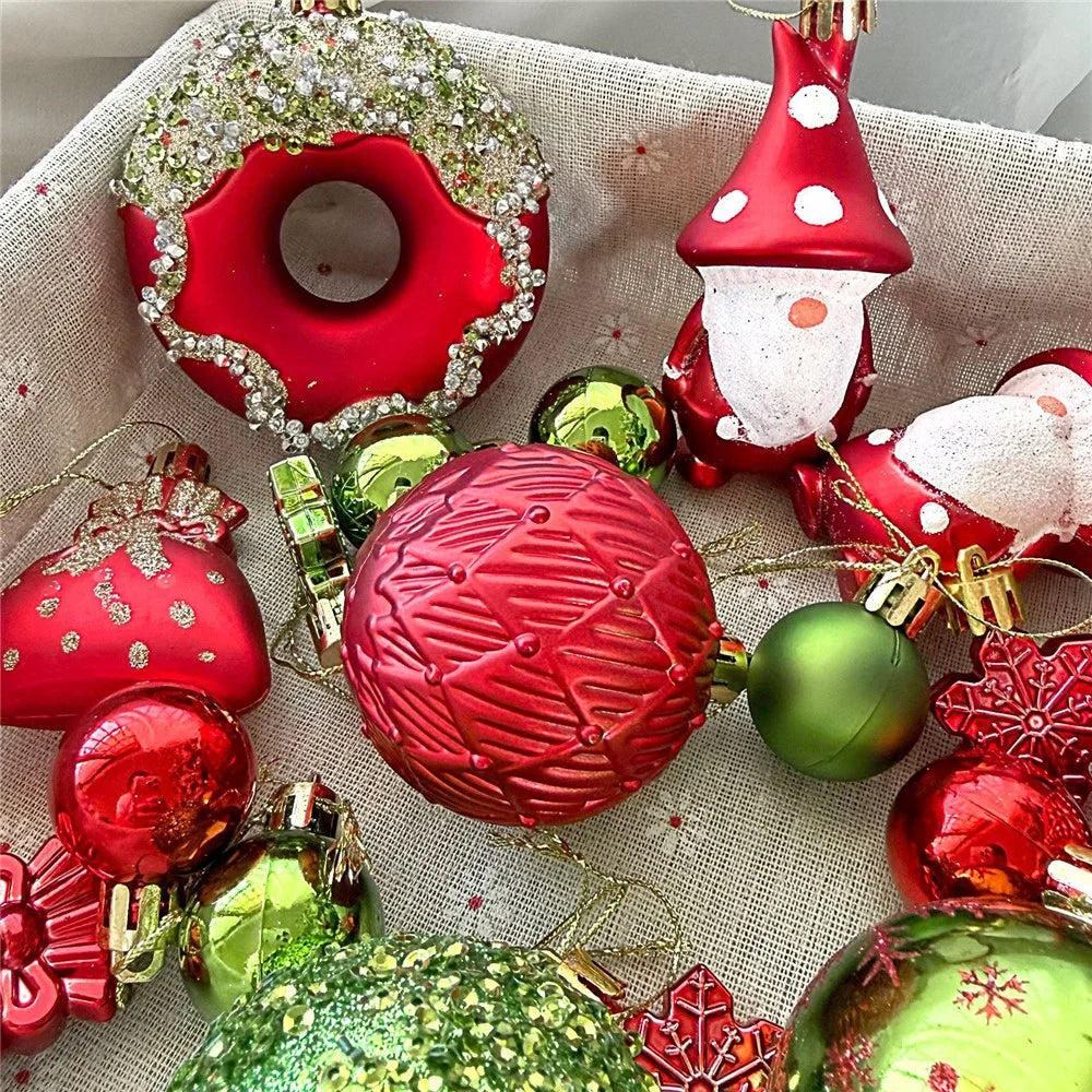 60Pcs Christmas Ball Ornaments Set Baubles Donuts Tree Decoration Multi-Size for Holiday - ASNX60-1 - 5