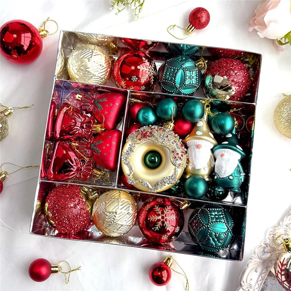 60Pcs Christmas Ball Ornaments Set Baubles Donuts Tree Decoration Multi-Size for Holiday - ASNX60-1 - 6