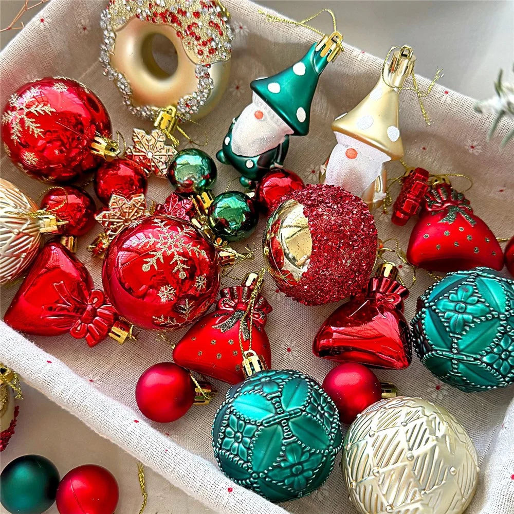 60Pcs Christmas Ball Ornaments Set Baubles Donuts Tree Decoration Multi-Size for Holiday - ASNX60-1 - 7