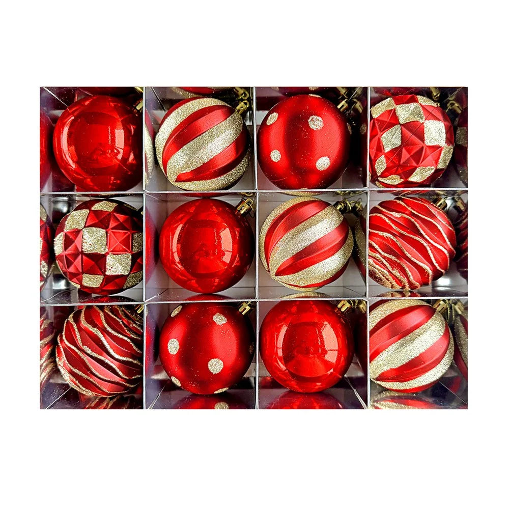 12Pcs 8cm Christmas Ball Ornaments Set Shatterproof Glitter Decorations for Xmas Tree Holiday - AS20-12 - 1