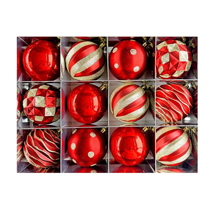12Pcs 8cm Christmas Ball Ornaments Set Shatterproof Glitter Decorations for Xmas Tree Holiday - AS20-12 - 1