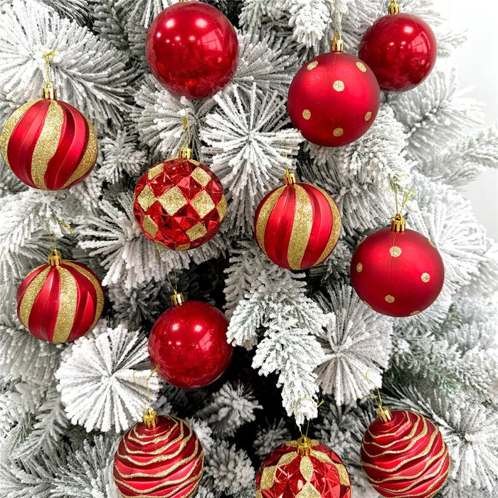 12Pcs 8cm Christmas Ball Ornaments Set Shatterproof Glitter Decorations for Xmas Tree Holiday - AS20-12 - 2