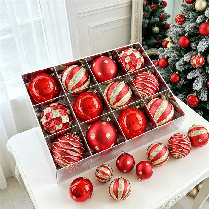 12Pcs 8cm Christmas Ball Ornaments Set Shatterproof Glitter Decorations for Xmas Tree Holiday - AS20-12 - 3