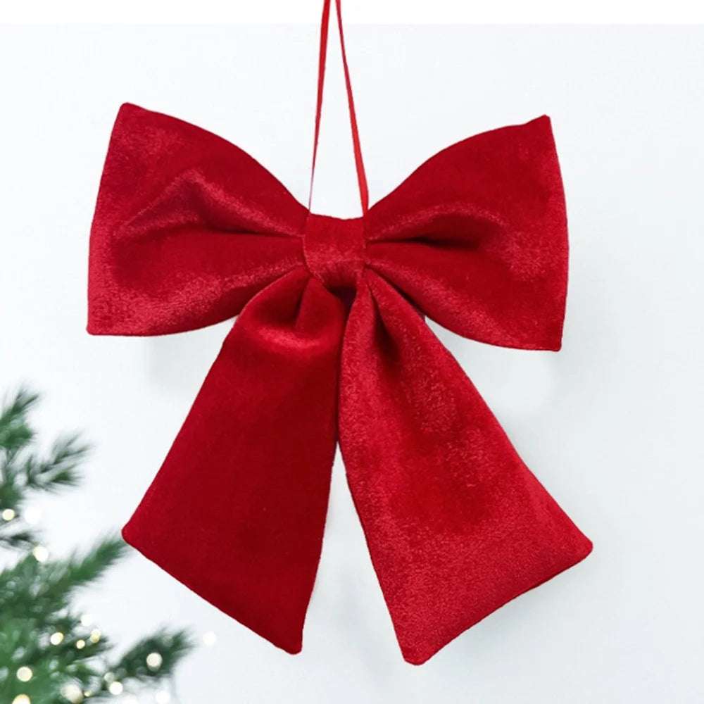 23 x 21cm Size M Velvet Bow Christmas Decoration Holiday Tree Ornament for Xmas Wedding Party - Red - 3