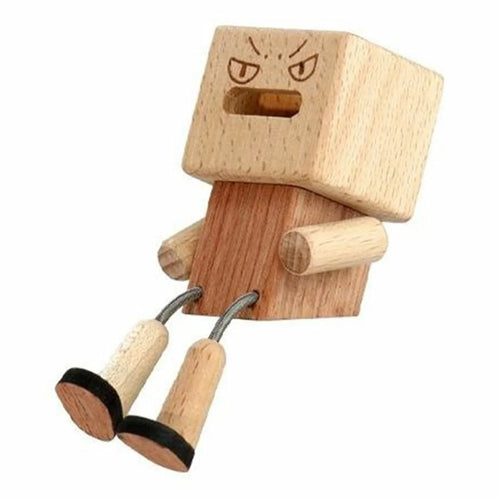 Wooden Leg-Wiggling Man Car Aroma Diffuser Magnetic Interchangeable Head Spring Joint Ornament - Rosewood +Beech Wood - 1