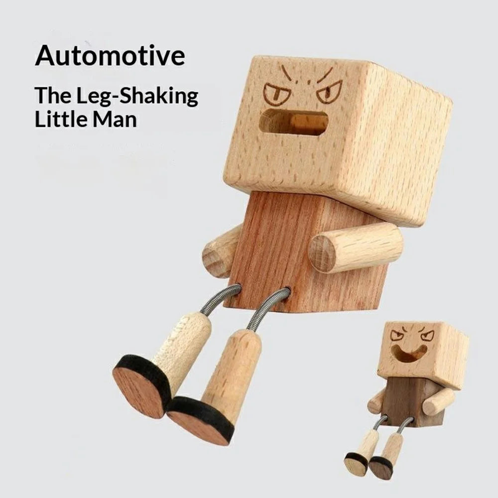 Wooden Leg-Wiggling Man Car Aroma Diffuser Magnetic Interchangeable Head Spring Joint Ornament - Rosewood +Beech Wood - 2