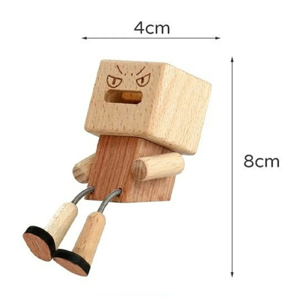 Wooden Leg-Wiggling Man Car Aroma Diffuser Magnetic Interchangeable Head Spring Joint Ornament - Rosewood +Beech Wood - 7