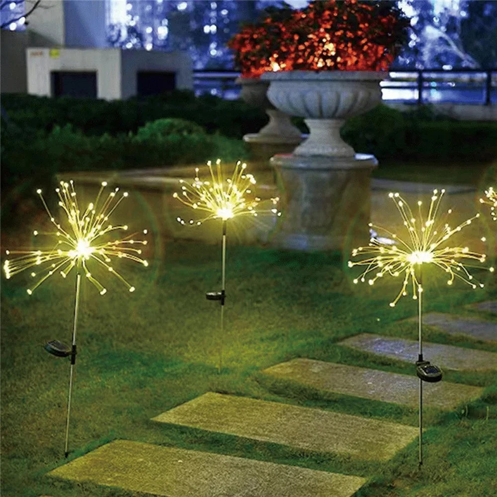 120 LEDs Solar Firework Garden Lights Waterproof Lamp for Garden Patio Yard Christmas Decoration - Warm White - 5