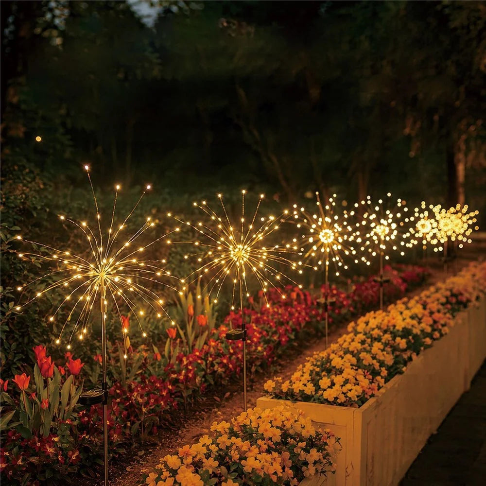 150 LEDs Solar Firework Garden Lights Waterproof Lamp for Garden Patio Yard Christmas Decoration - Warm White - 3