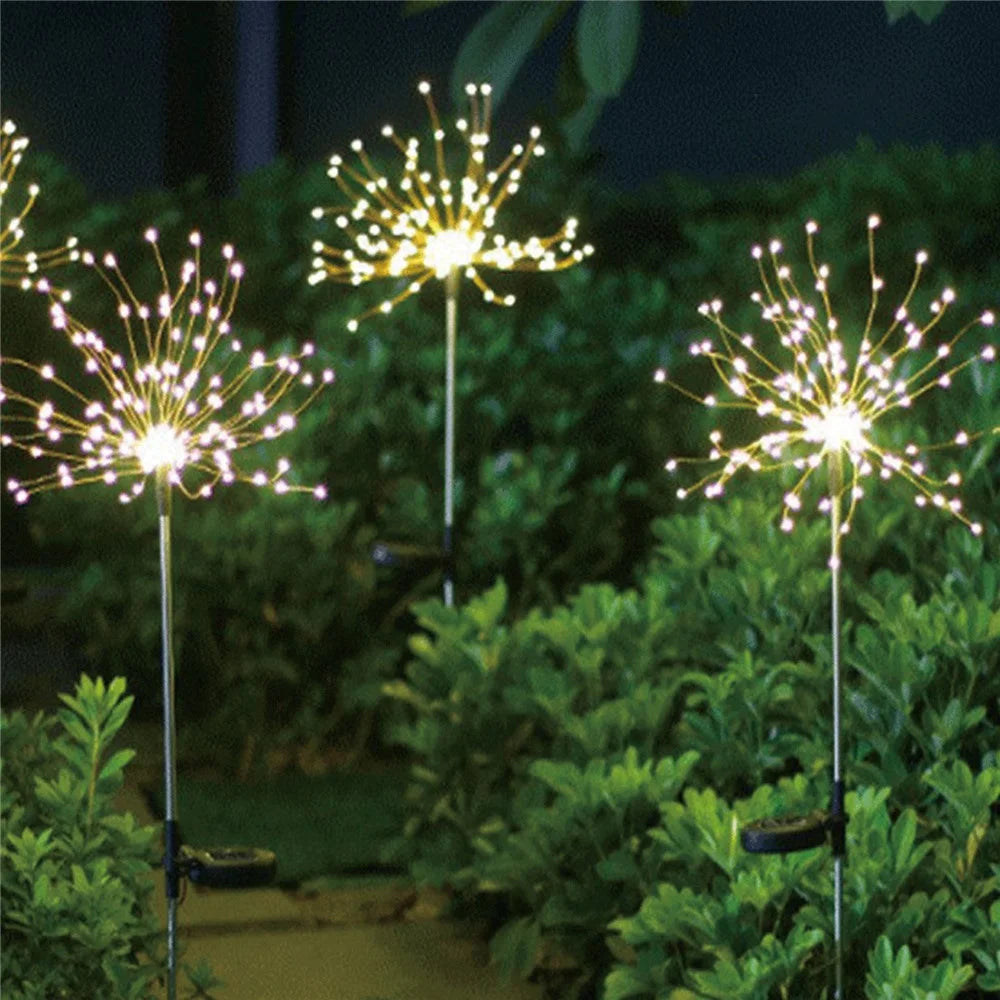 150 LEDs Solar Firework Garden Lights Waterproof Lamp for Garden Patio Yard Christmas Decoration - Warm White - 6