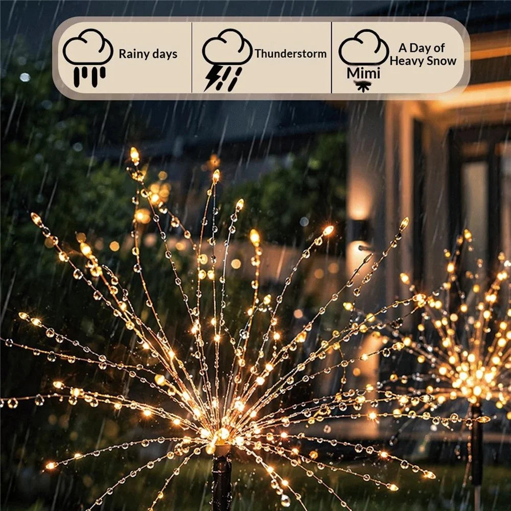 150 LEDs Solar Firework Garden Lights Waterproof Lamp for Garden Patio Yard Christmas Decoration - Warm White - 7