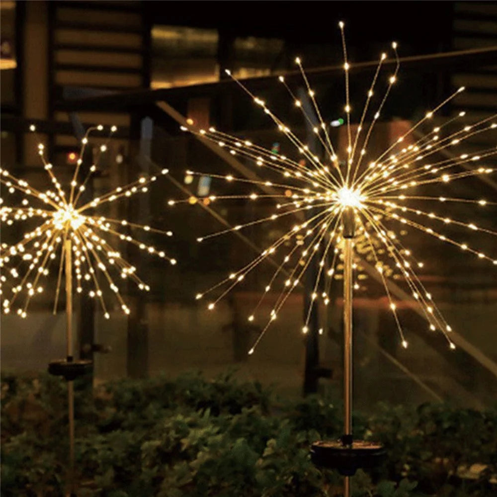 200 LEDs Solar Firework Garden Lights Waterproof Lamp for Garden Patio Yard Christmas Decoration - Warm White - 2