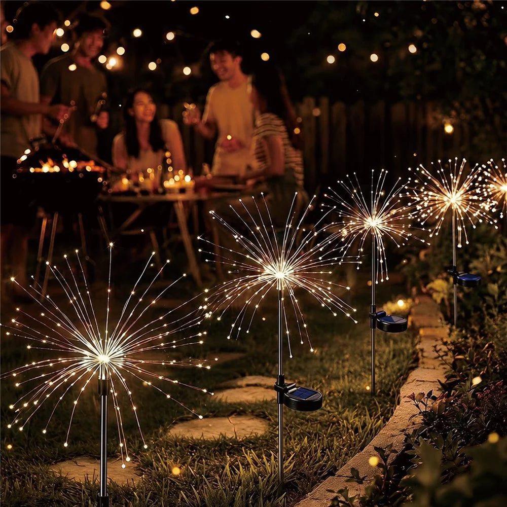 200 LEDs Solar Firework Garden Lights Waterproof Lamp for Garden Patio Yard Christmas Decoration - Warm White - 4