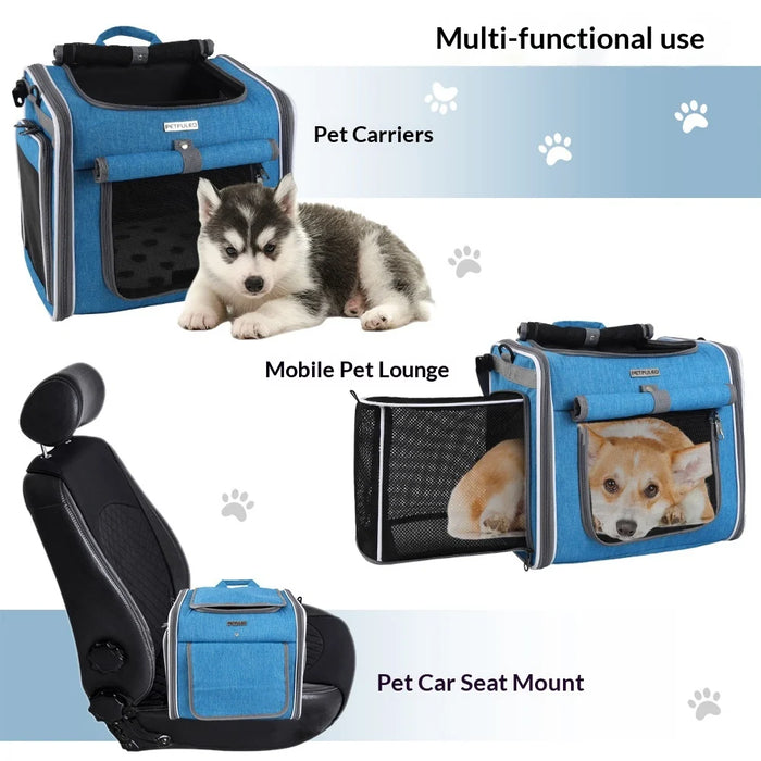 FULED Portable Foldable Pet Bike Basket Large Capacity for Cats Dogs Carrier - Blue - 6