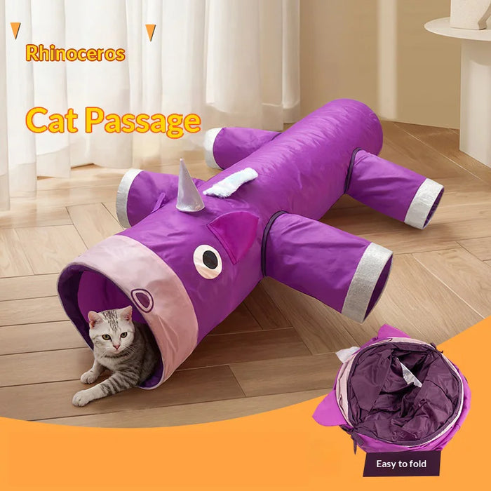 FULED Unicorn Design Cat Tunnel Toy Foldable Crinkle Paper Interactive Play Tunnel for Cats - 2