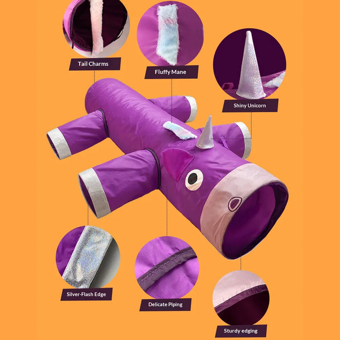 FULED Unicorn Design Cat Tunnel Toy Foldable Crinkle Paper Interactive Play Tunnel for Cats - 6