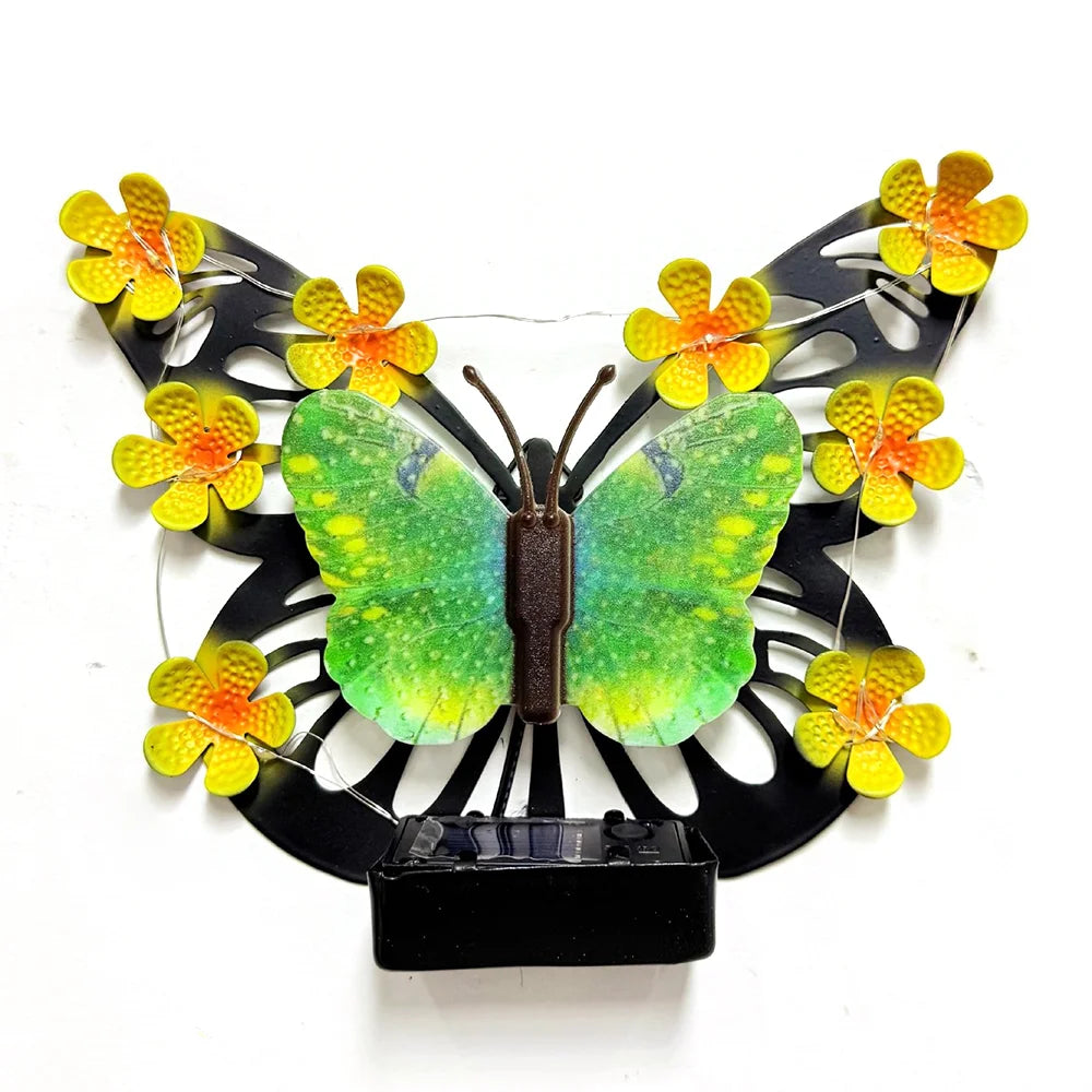 Solar Butterfly LED Wall Light Waterproof Outdoor Decorative Lamp for Garden Courtyard Villa - Green - 1