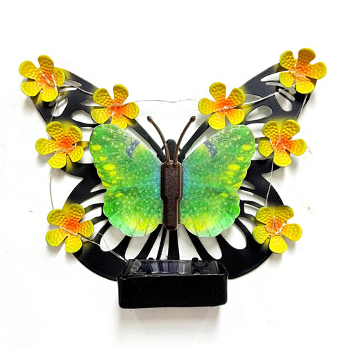 Solar Butterfly LED Wall Light Waterproof Outdoor Decorative Lamp for Garden Courtyard Villa - Green - 1