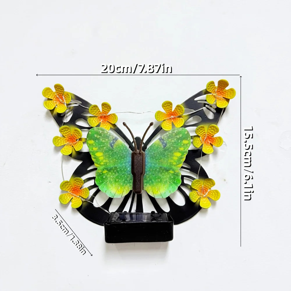 Solar Butterfly LED Wall Light Waterproof Outdoor Decorative Lamp for Garden Courtyard Villa - Green - 7