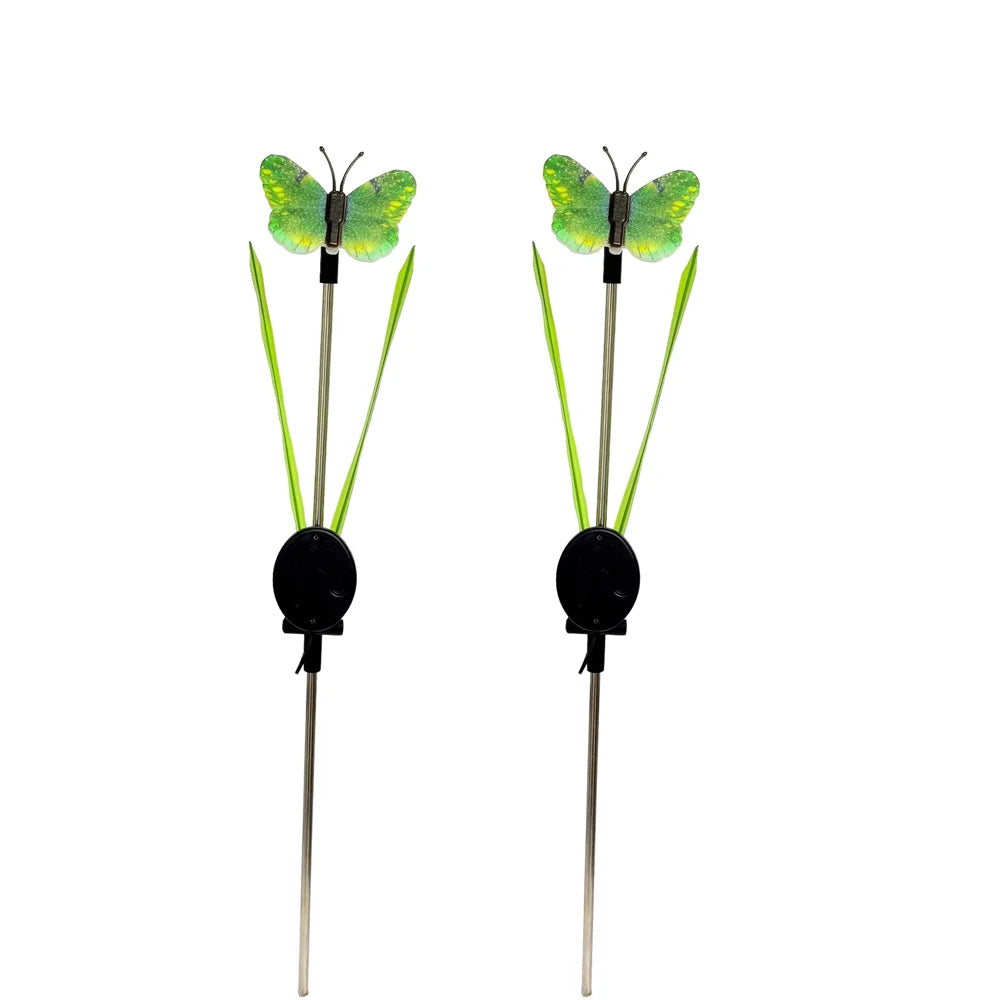 2Pcs Single Butterfly Solar Stake Light LED Waterproof Garden Decorative Lawn Light - Green - 1