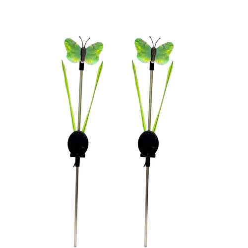 2Pcs Single Butterfly Solar Stake Light LED Waterproof Garden Decorative Lawn Light - Green - 1