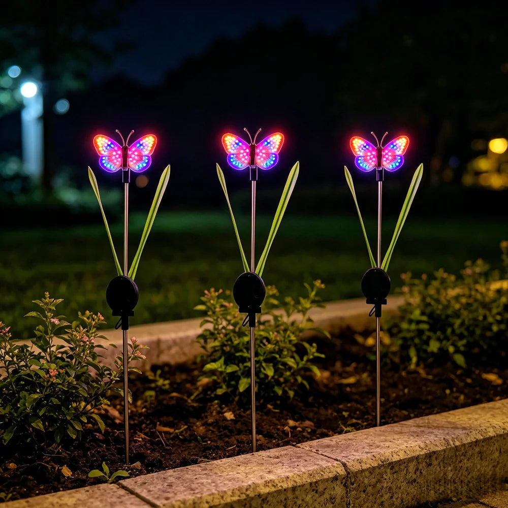 2Pcs Single Butterfly Solar Stake Light LED Waterproof Garden Decorative Lawn Light - Green - 3