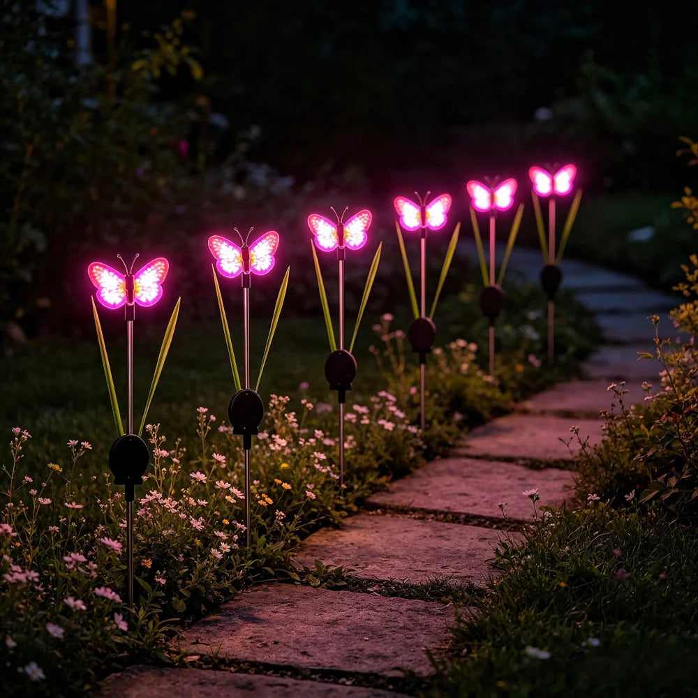 2Pcs Single Butterfly Solar Stake Light LED Waterproof Garden Decorative Lawn Light - Green - 4