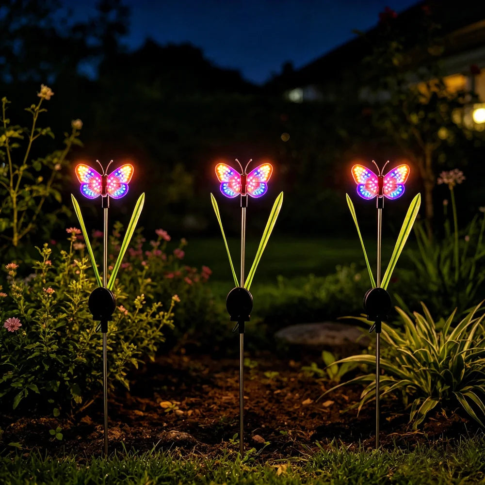 2Pcs Single Butterfly Solar Stake Light LED Waterproof Garden Decorative Lawn Light - Green - 5