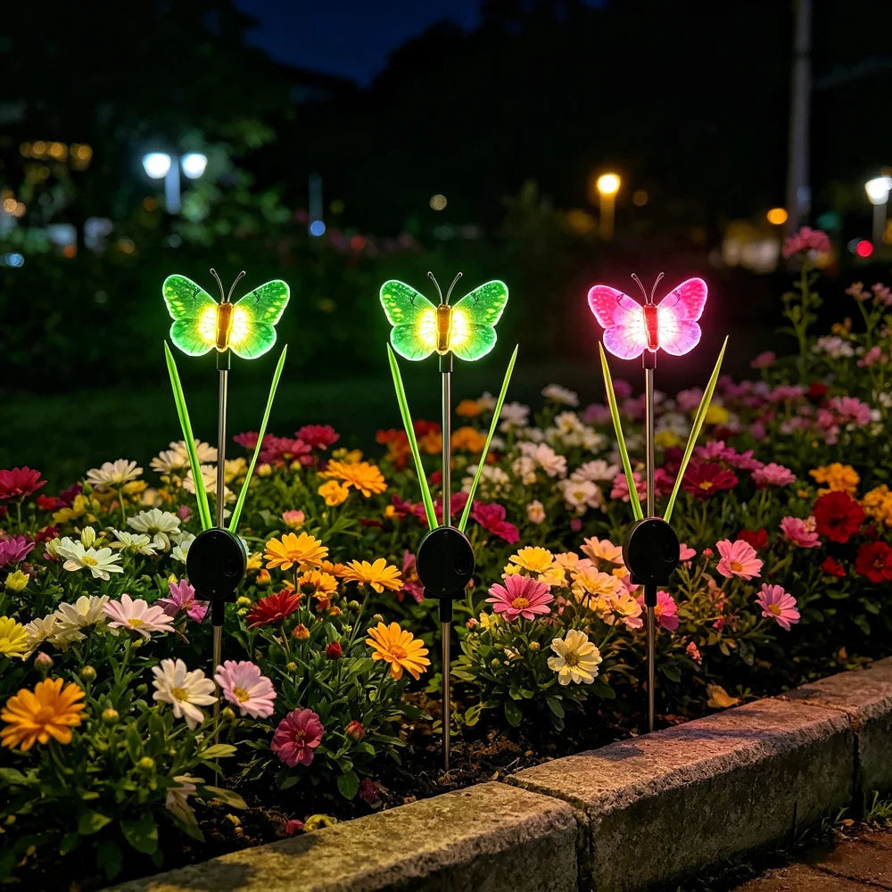 2Pcs Single Butterfly Solar Stake Light LED Waterproof Garden Decorative Lawn Light - Green - 6
