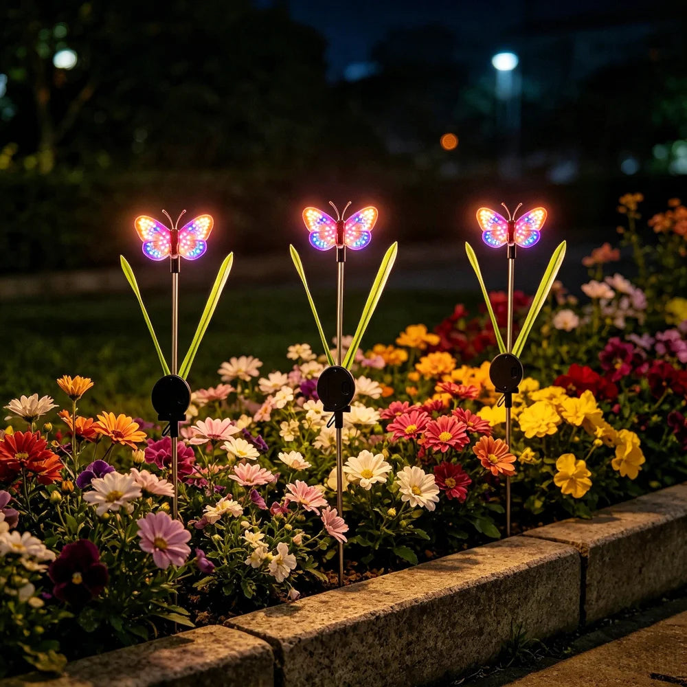 2Pcs Single Butterfly Solar Stake Light LED Waterproof Garden Decorative Lawn Light - Green - 7