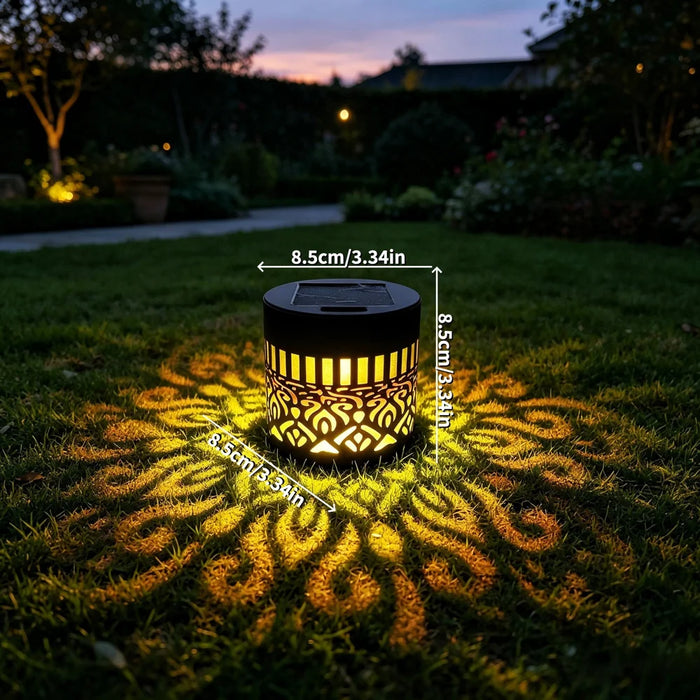 Solar Mandala Wall Light Iron Art Projection Waterproof Outdoor Garden Landscape Decor - Warm Light - 7