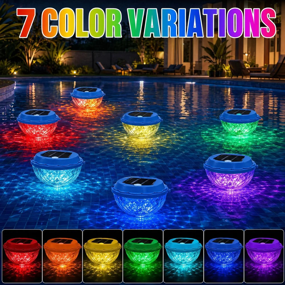 Solar Floating Pool Light LED Raindrop IP67 Waterproof 7-Color Pond Fountain Light for Garden - 4